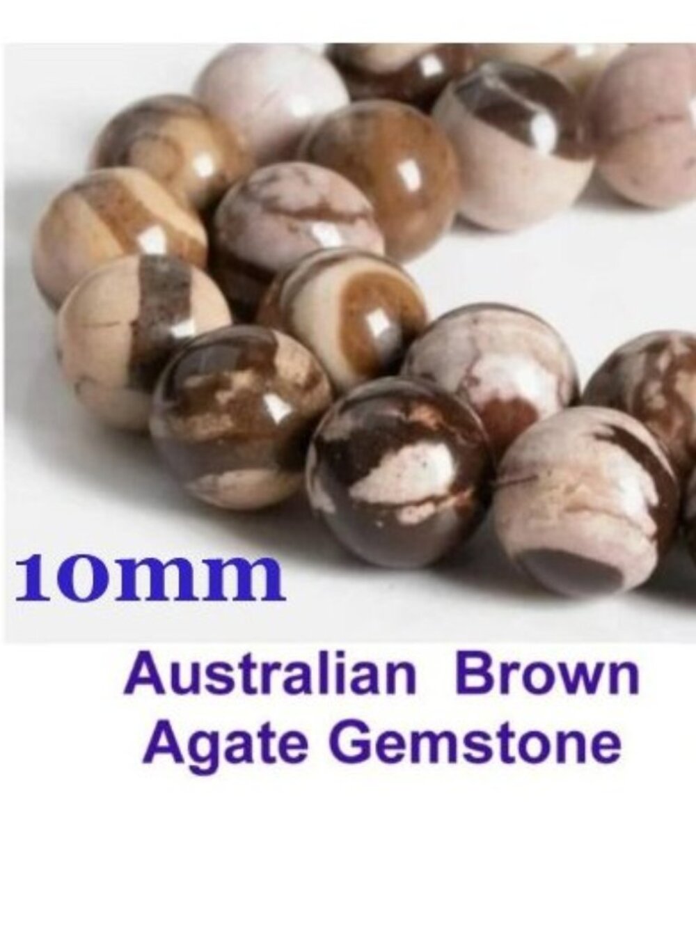 Natural Australian Agate Brown Gemstone Round Loose Beads 15" Strand  10mm